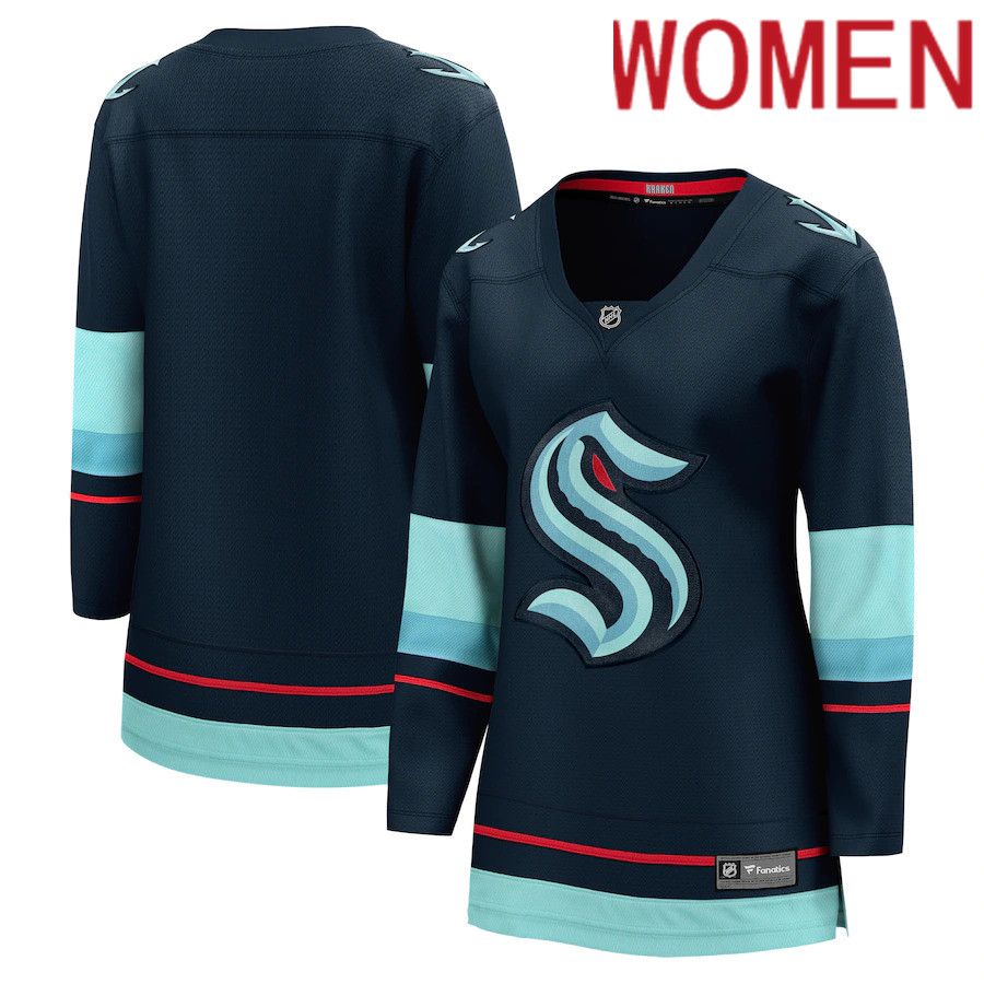 Women Seattle Kraken Fanatics Branded Navy Home Breakaway NHL Jersey